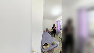 Female waxing with hot wax for bikini area and anus.