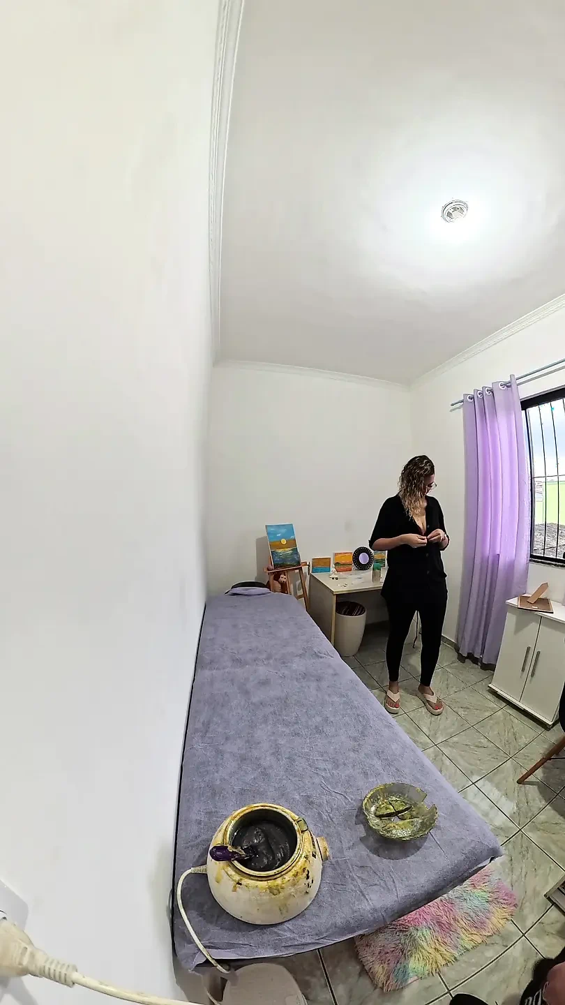 Female waxing with hot wax for bikini area and anus.