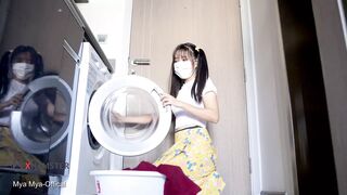 Myanmar Tiny Maid gets stuck in Washing Machine and is then Banged in her Ass from Behind