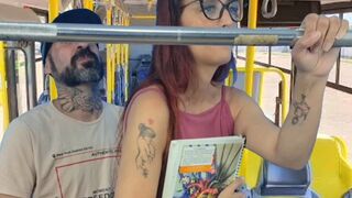 Young student was thighed by stranger inside the bus in public.
