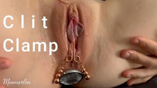 Clitoral Clamp, Gemstone Anal Plug and Vibrator Lead to an Intense Female Orgasm