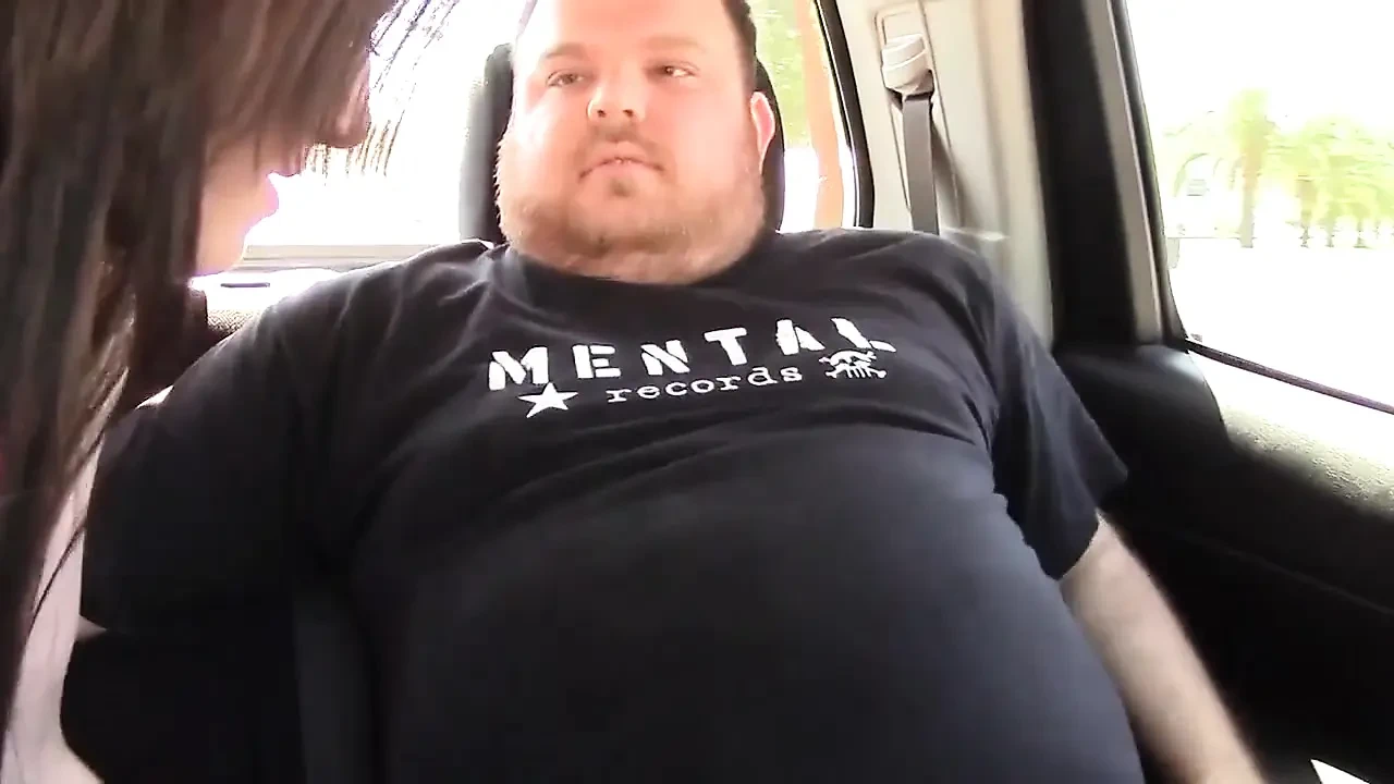 Hot brunette fucked by a fat guy