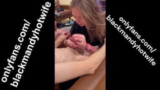 girlfriend fucks and sucks while cuckold boyfriend watches her become a cumdumpster in gangbang